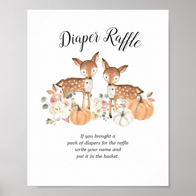Oh Deer Twins Diaper Raffle Sign (Front)