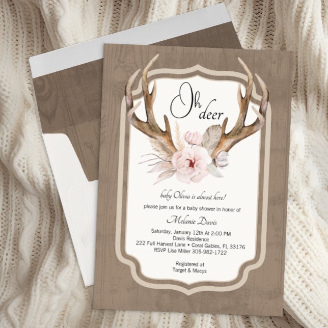 Oh Deer Watercolor Baby Shower Invitation – Elegan (Oh Deer Baby Shower Invite)