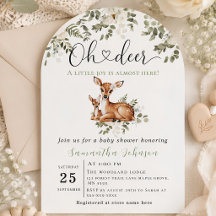 Oh deer watercolor floral baby shower 