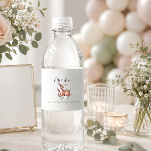 Oh deer watercolor floral baby shower water bottle label