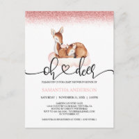 Oh Deer Watercolor Rose Gold Glitter Baby Shower