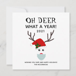 Oh Deer What A Year 2021 Funny Christmas Saying  Holiday Card