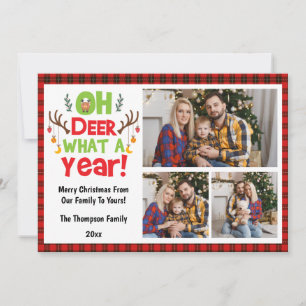 Oh Deer What A Year 2026 3 Family Photos Christmas Holiday Card