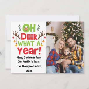 Oh Deer What A Year 2026 Family Photo Christmas Holiday Card