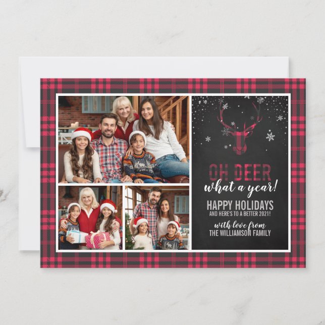 Oh Deer What A Year! | 3 Photos Christmas 2020 Holiday Card (Front)