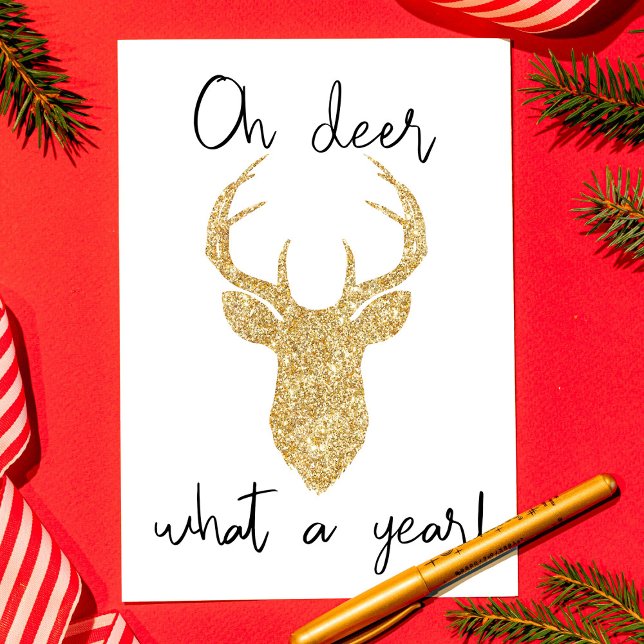 Oh Deer, What A Year! Funny Christmas Holiday Card (Creator Uploaded)