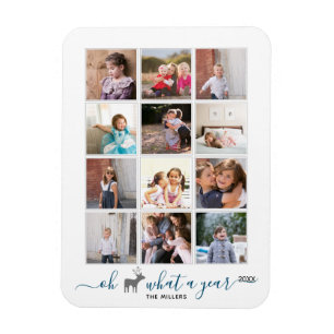 Oh deer what a year in review photo collage blue magnet