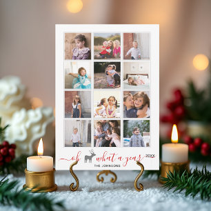 Oh deer what a year in review photo collage red holiday card
