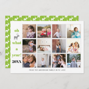 Oh deer what a year lime green photo collage holiday card