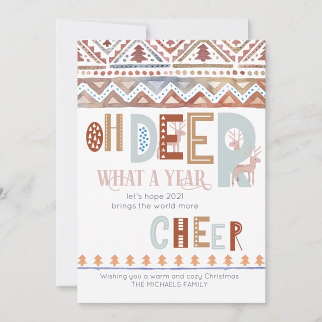 Oh Deer What a Year Nordic Fairisle Holiday Card (Front)