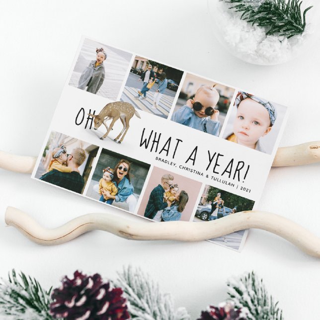 'Oh Deer, What a Year!' Photo Collage Christmas Holiday Card (Creator Uploaded)