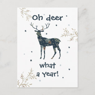 Oh Deer What A Year Quarantine Rustic Christmas Holiday Postcard