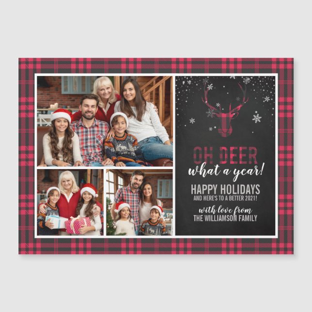 Oh Deer What A Year! | Red Buffalo Plaid Christmas (Front)