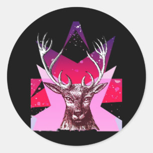 Oh Deer Whimsical Creative Design  Classic Round Sticker