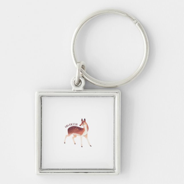Oh Deer Whimsical Creative Design  Key Ring (Front)