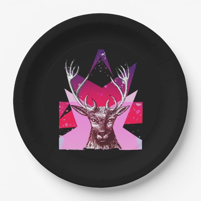 Oh Deer Whimsical Creative Design  Paper Plate (Front)