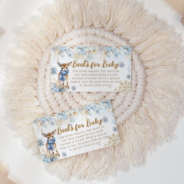 Oh Deer Winter Baby Boy Shower Books Enclosure Card (Creator Uploaded)