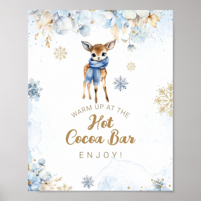 Oh Deer Winter Baby Boy Shower Cocoa Bar Poster (Front)