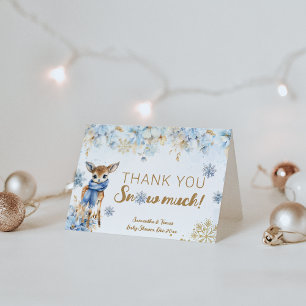 Oh Deer Winter Baby Boy Shower Diaper Thank You Card