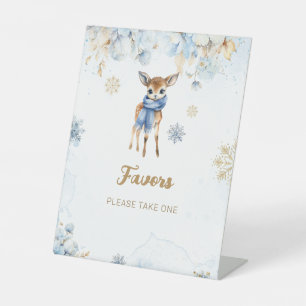 Oh Deer Winter Baby Boy Shower Favours Pedestal Sign