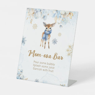 Oh Deer Winter Baby Boy Shower Mum-osa Bar Pedestal Sign