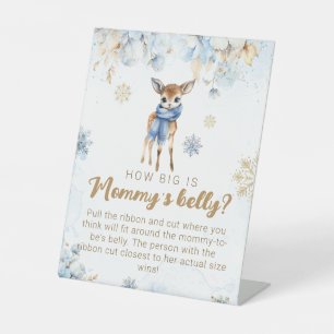Oh Deer Winter Baby Boy Shower Mummy's Belly Game Pedestal Sign