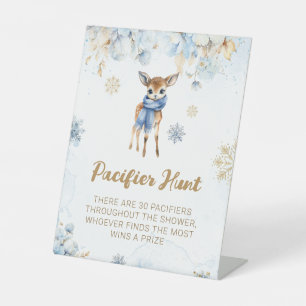 Oh Deer Winter Baby Boy Shower Pacifier Hunt Game Pedestal Sign