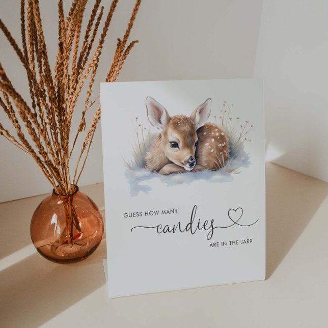 Oh Deer Winter Baby Shower Guess How Many Game Pedestal Sign (Creator Uploaded)