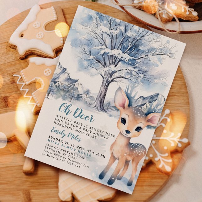 Oh Deer Winter Baby Shower  Invitation (Creator Uploaded)