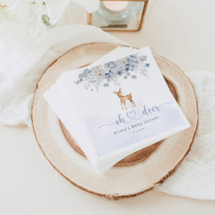 Oh deer winter blue boy baby shower napkin