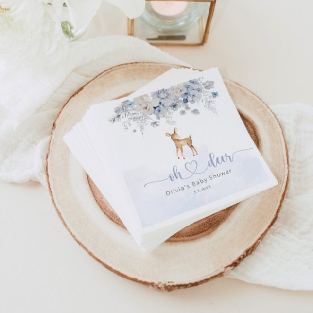 Oh deer winter blue boy baby shower napkin (Creator Uploaded)