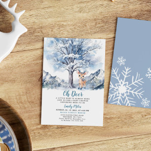 Oh Deer Winter Boy Baby Shower  Invitation