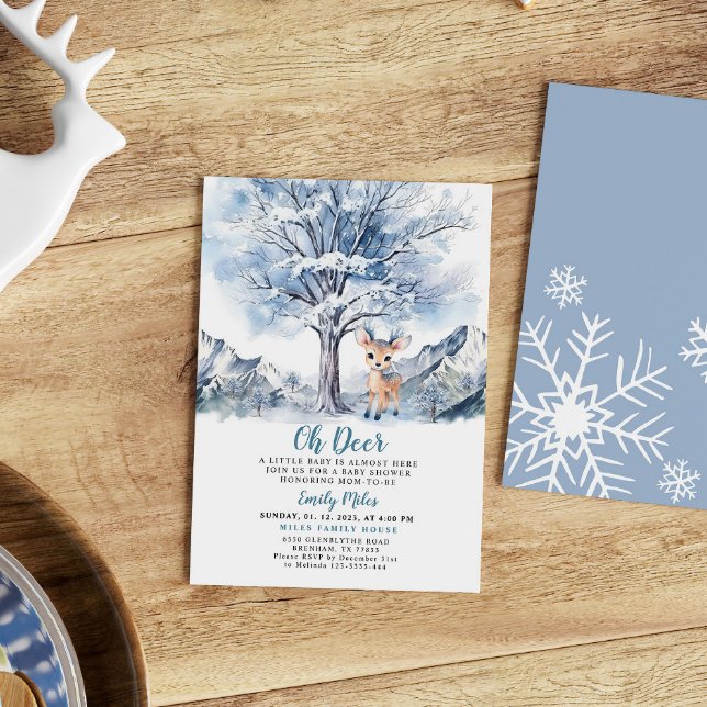 Oh Deer Winter Boy Baby Shower  Invitation (Creator Uploaded)