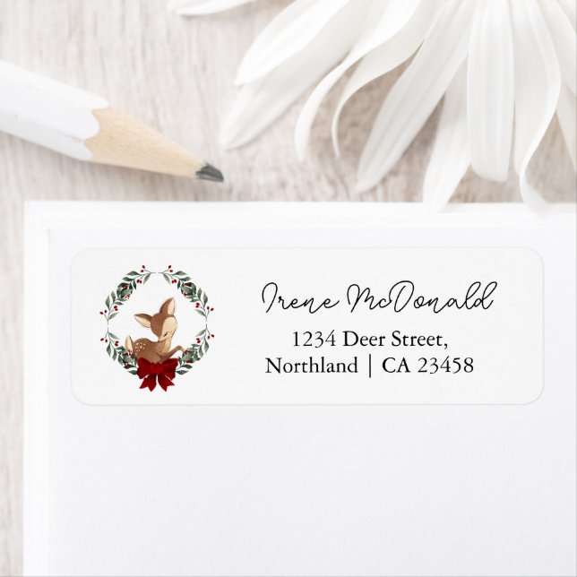 Oh Deer Winter Greenery Return Address  Return Address Label (Insitu)