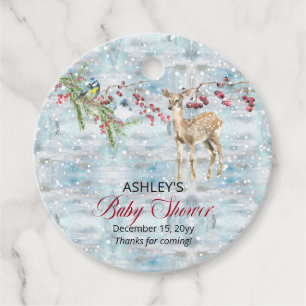 Oh Deer Woodland Animals Winter Boy Baby Shower Favour Tags