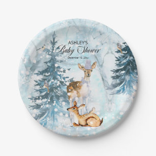 Oh Deer Woodland Animals Winter Boy Baby Shower Pa Paper Plate