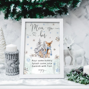 Oh Deer Woodland Animals Winter Mum-osa Bar Poster