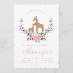 Oh Deer Woodland Baby Girl Shower Invitations