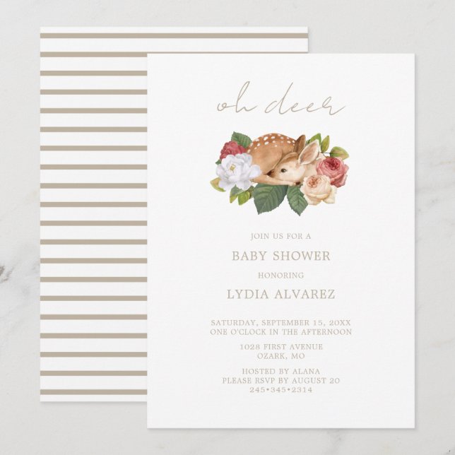 Oh Deer Woodland Baby Shower | Invitation (Front/Back)