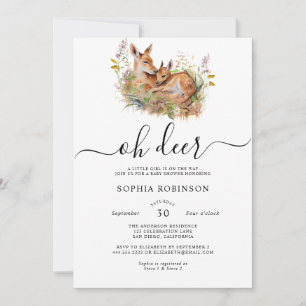 Oh Deer Woodland Baby Shower Invitation