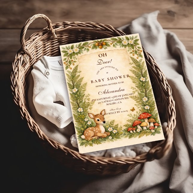 Oh Deer Woodland Baby Shower Invitation (Creator Uploaded)