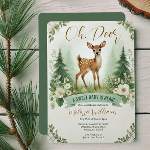 Oh, Deer! Woodland Baby Shower Party Invitation