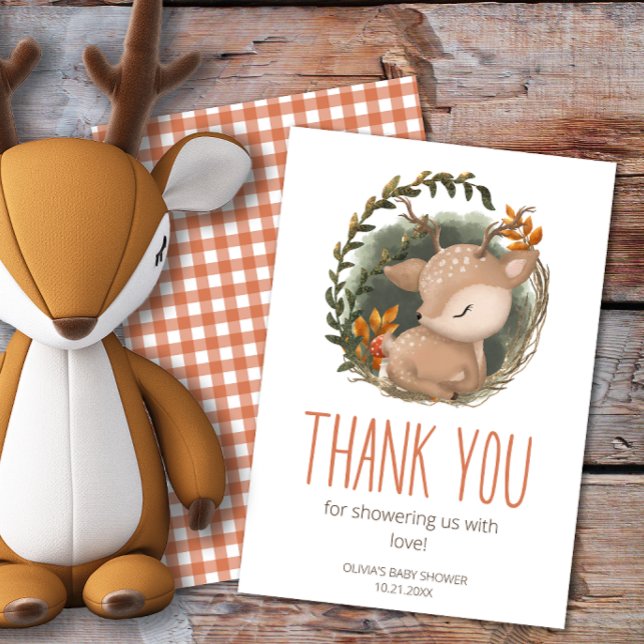 Oh Deer Woodland baby shower thank you Card (Creator Uploaded)