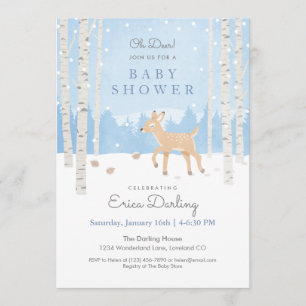 Oh Deer! Woodland baby shower theme soft blue Program
