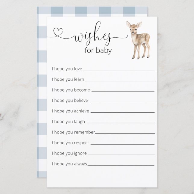 Oh Deer Woodland Baby Shower  Wishes For Baby  (Front/Back)