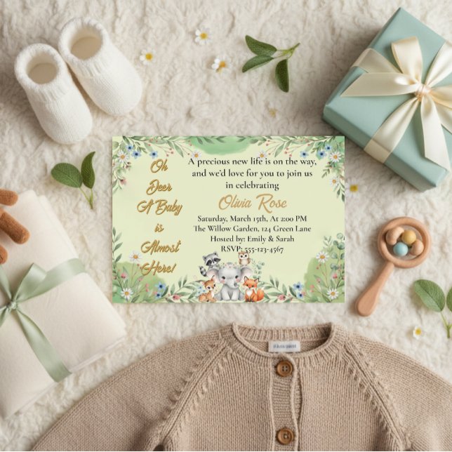 Oh Deer | Woodland Forest Animals baby shower Invitation (Creator Uploaded)