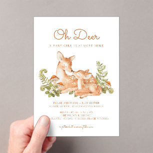Oh Deer Woodland Forest Baby Shower Acrylic Invitations