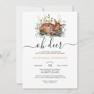 Oh Deer Woodland Forest  Baby Shower  Invitation