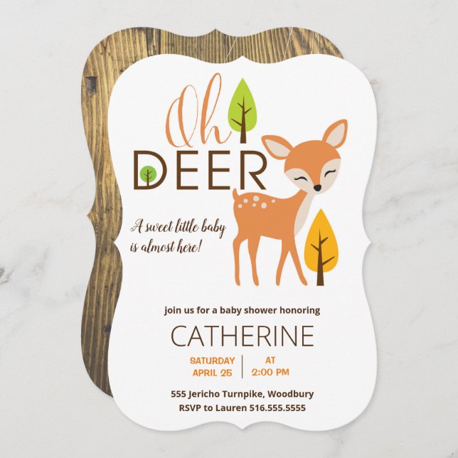 Oh Deer Woodland Forest Baby Shower Invitation (Front/Back)