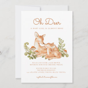 Oh Deer Woodland Forest Baby Shower Invitation